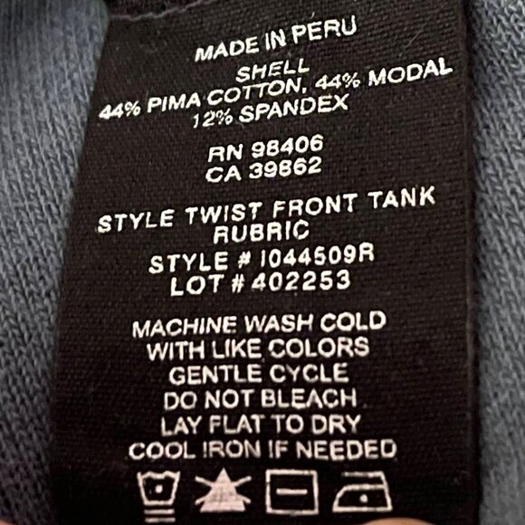 Theory Women's Twist Front Pima Cotton Tank Top – Size P (0) | Navy Blue - Picture 5 of 5